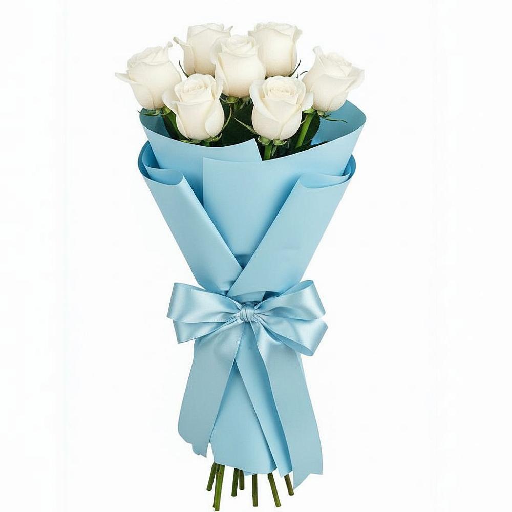 Букет 7 белых роз Проуд в Саянске