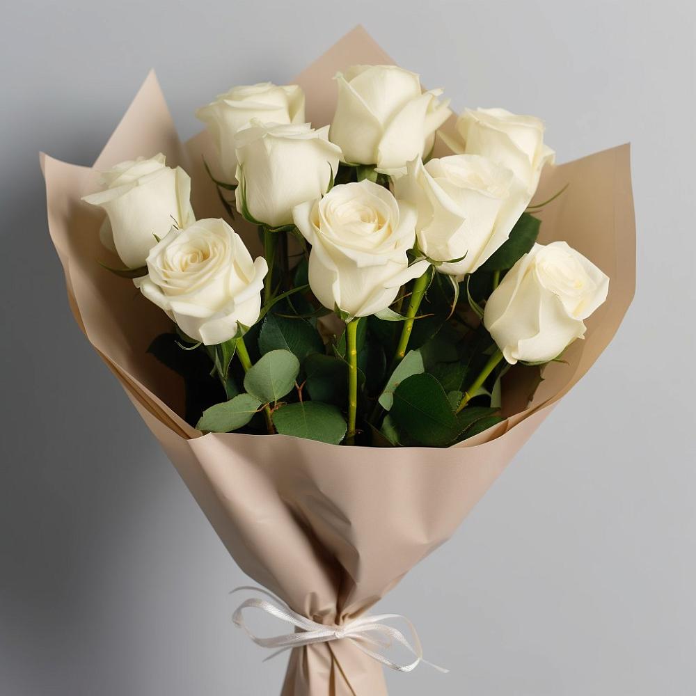 Букет 9 Белых роз Эдлесс Лав в Саянске