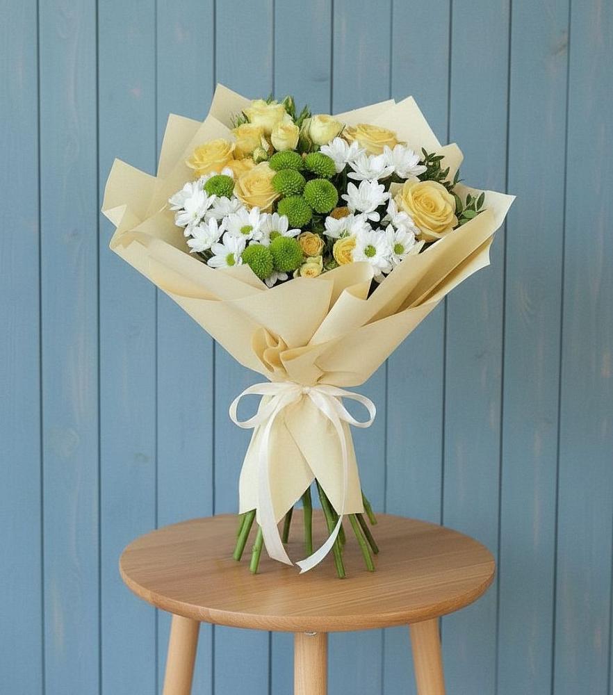 Букет цветов из: Хризантемы и Розы в Саянске