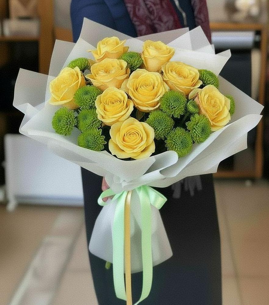 Букет цветов из: Хризантемы и Розы в Саянске