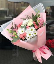 Букет цветов из:  Розы, Лизиантусы и Хризантемы в Саянске