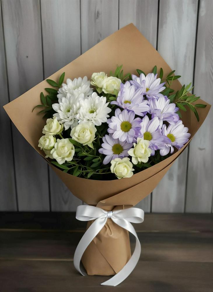 Букет цветов из: Хризантемы и Розы в Саянске